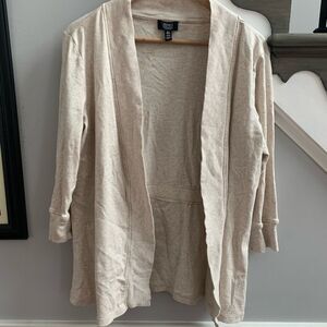 Jones New York Cream Open Front Cardigan Sweater sz L